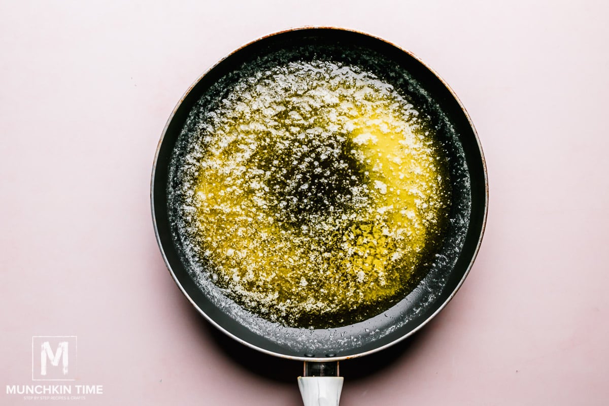 Melted butter in the skillet