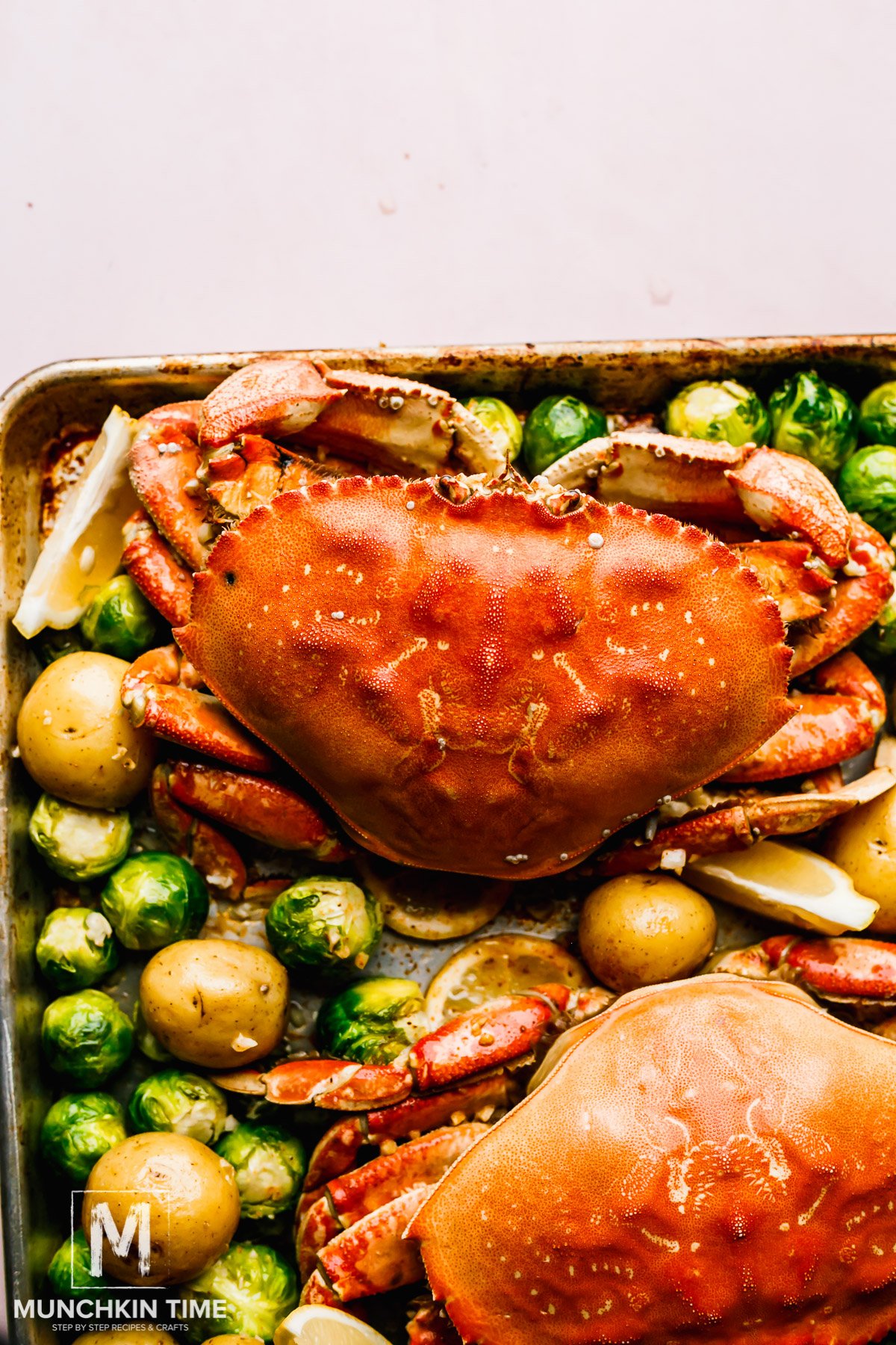 One Sheet Pan Meal - Garlic Butter Dungeness Crab Recipe