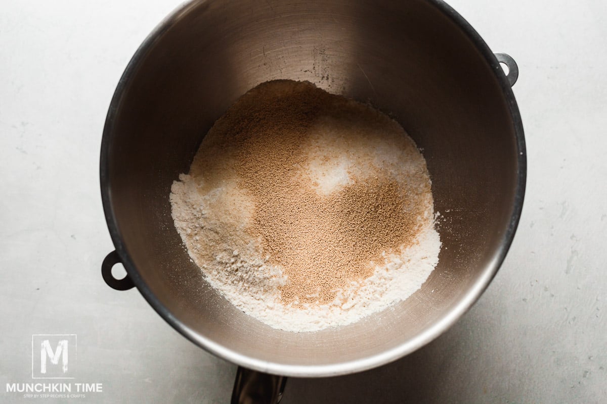 Dry ingredients inside the mixing bowl.