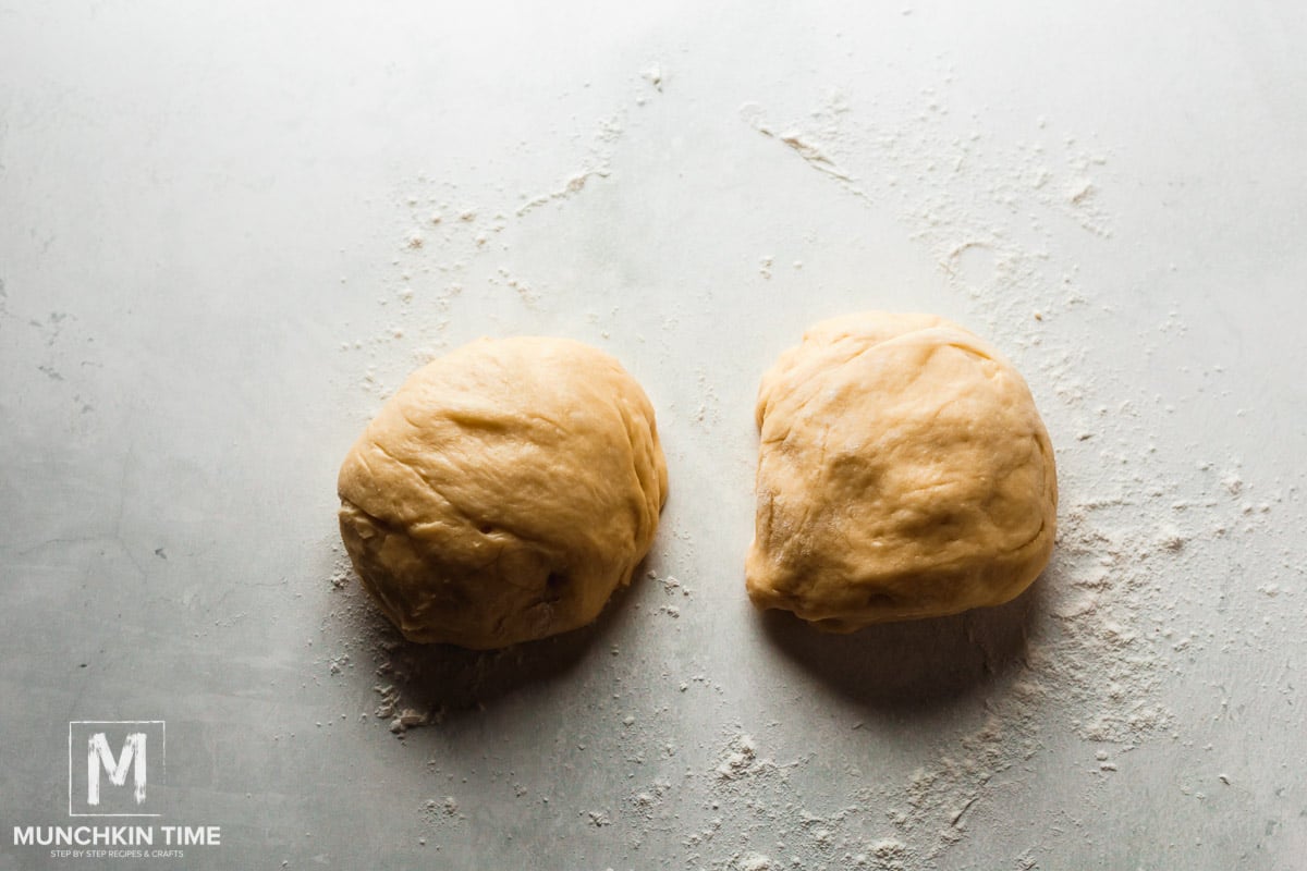 Dough split in two halves.