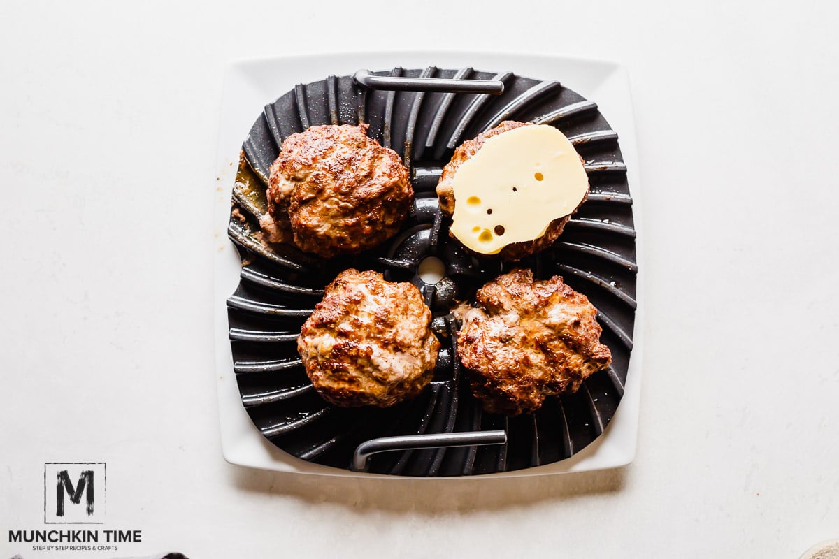 Ground beef patties with cheese.