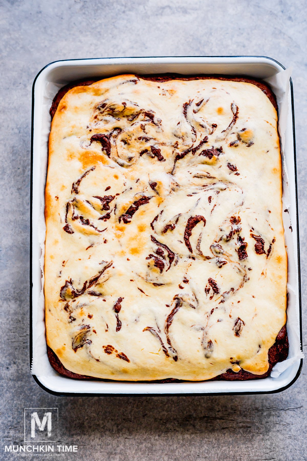 the Best Cheesecake Chocolate Brownies is done baking.