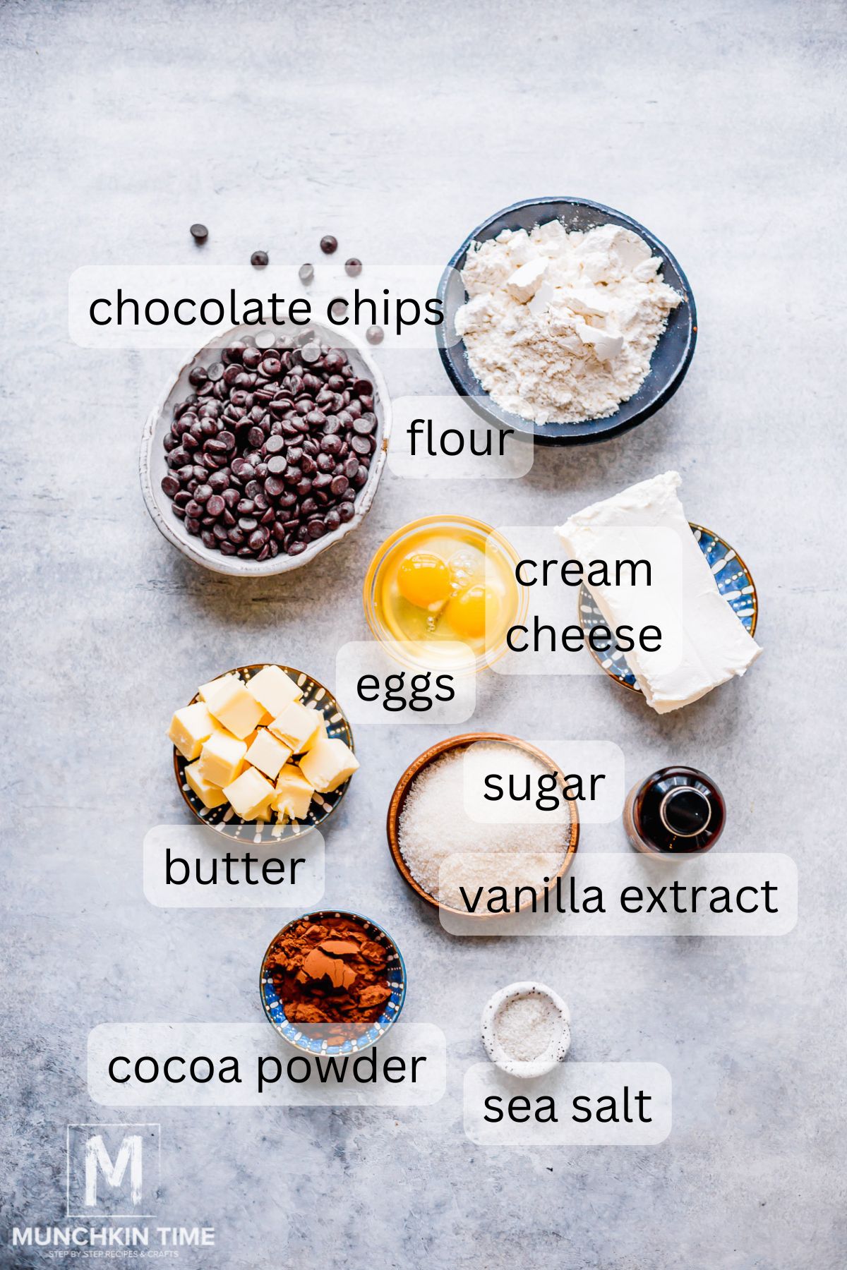 Ingredients for Cream Cheese Chocolate Brownies