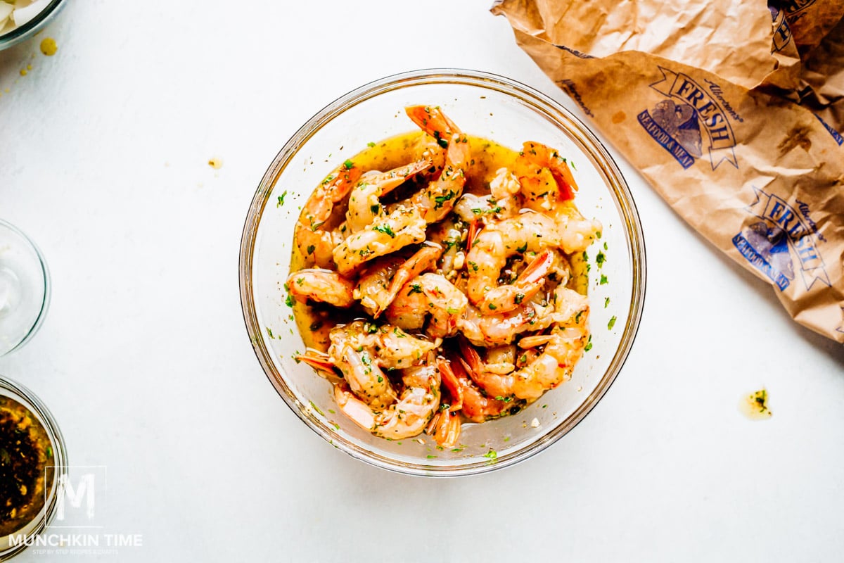 How long to marinate shrimp, marinate shrimp for 2 hours.