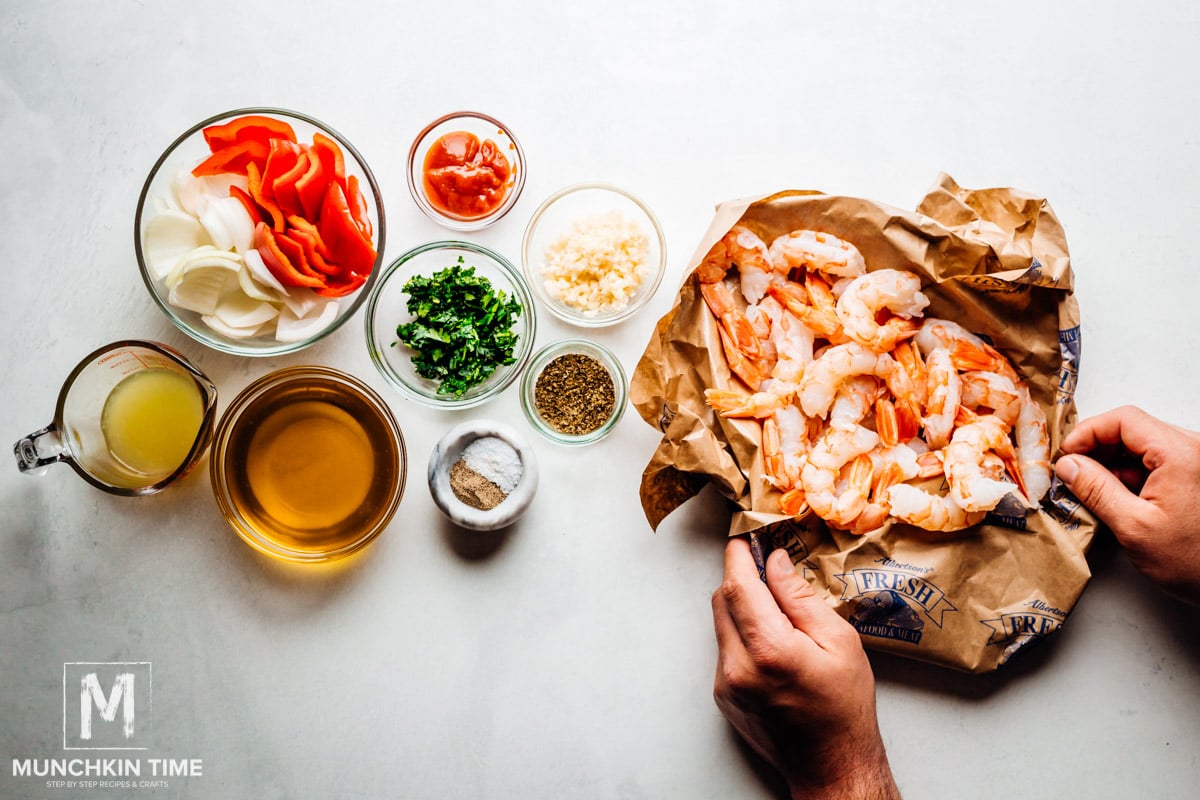 Ingredients for shrimp marinate.