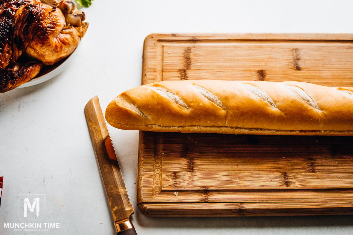 French bread sliced in half.