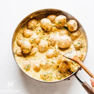 Creamy sauce for baby gold potatoes.