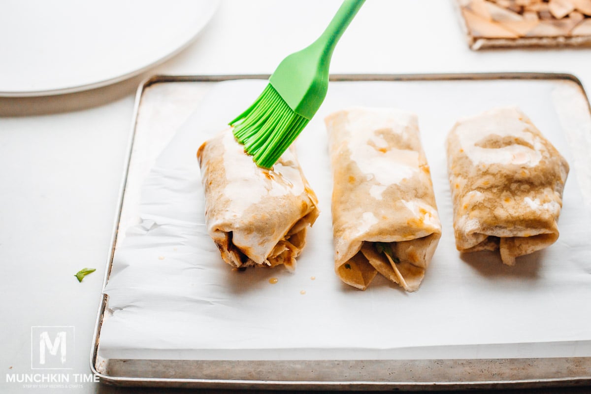 Butter brushed ground beef chimichangas.