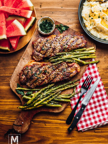 New York Strip Steak Recipe with Asparagus