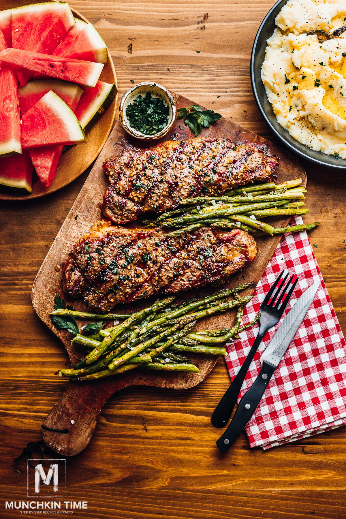 New York Strip Steak Recipe with Asparagus