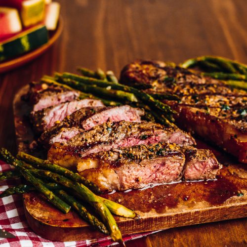 Grilled New York Strip Steak Recipe with Asparagus