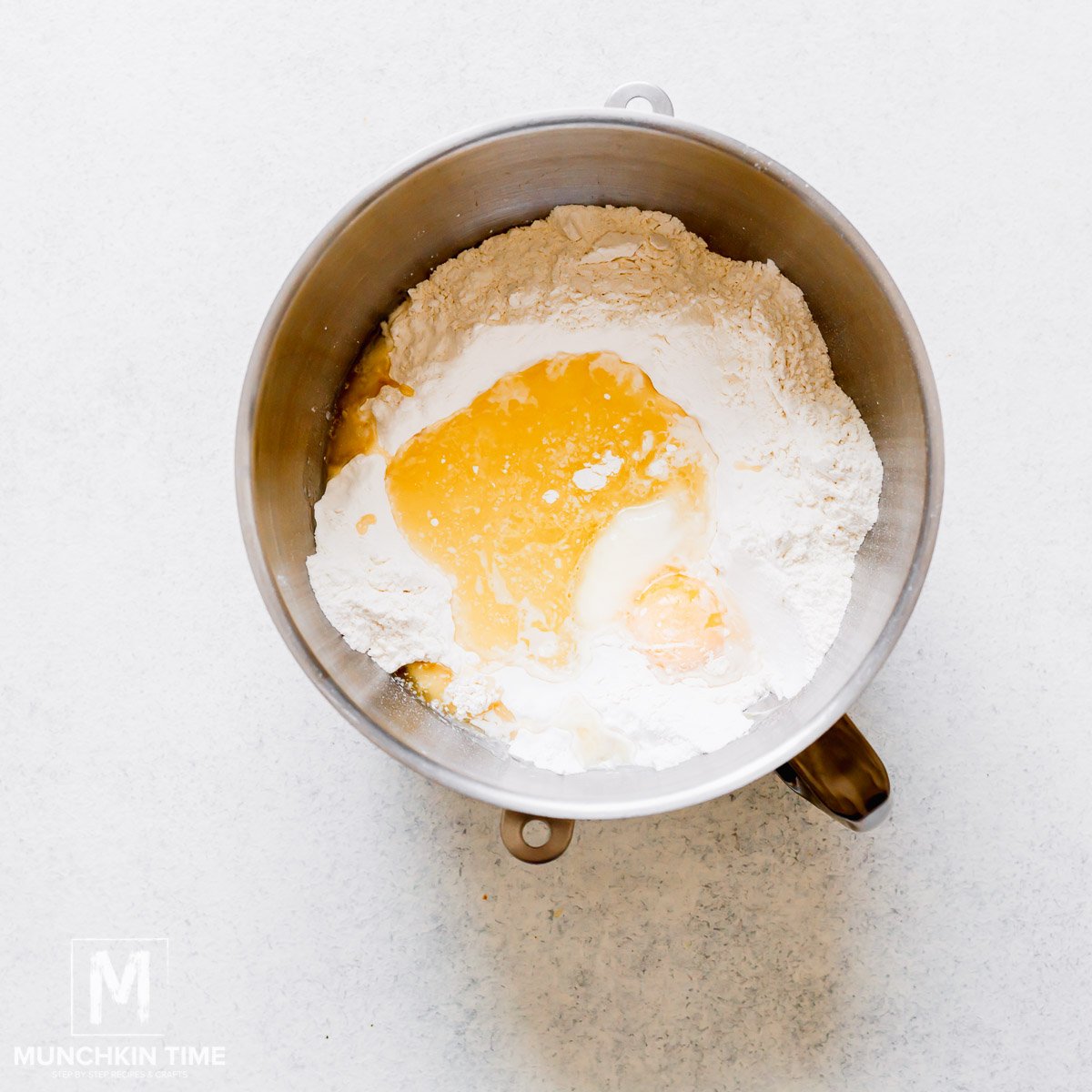 A bowl with flour water and egg.