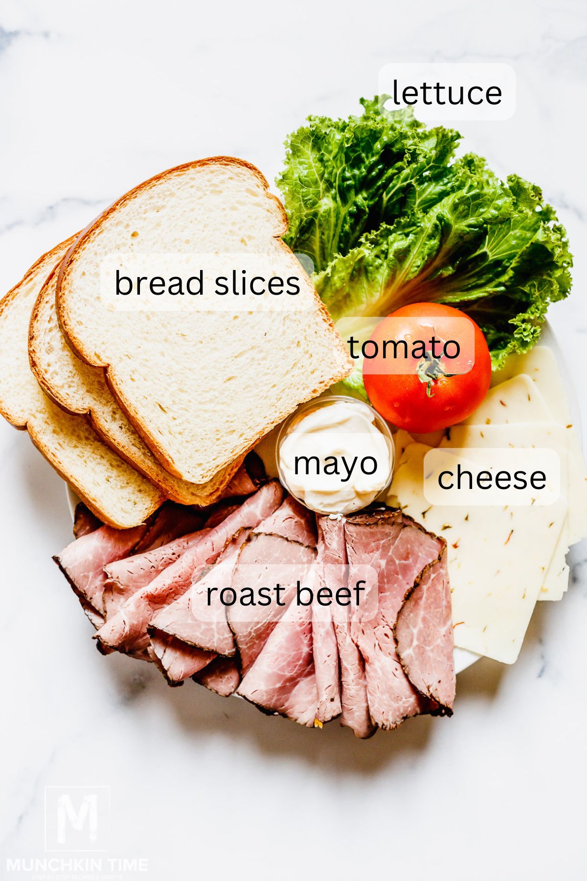 ingredients for Roast Beef Sandwich 