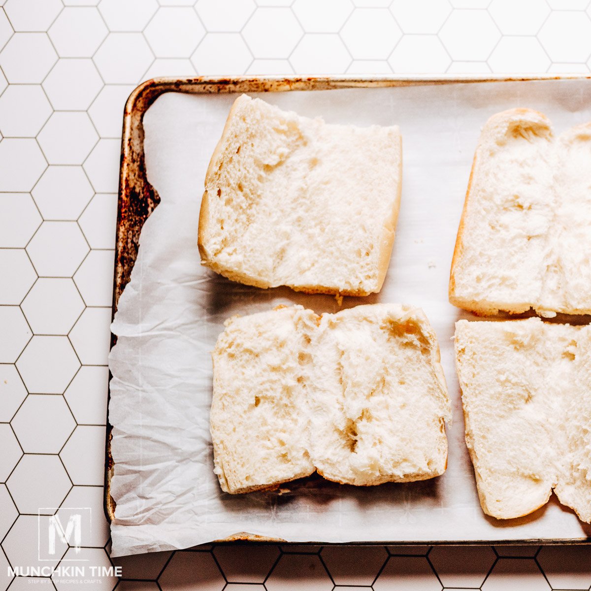 Toasting bread for the sandwich.