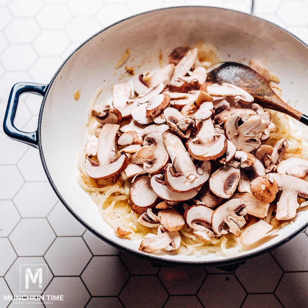 Saute mushrooms in the skillet.