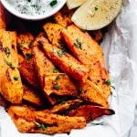 Baked Sweet Potato Wedges with Tzatziki Sauce