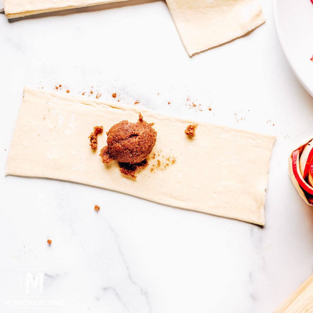 Puff pastry with cinnamon sugar mixture.