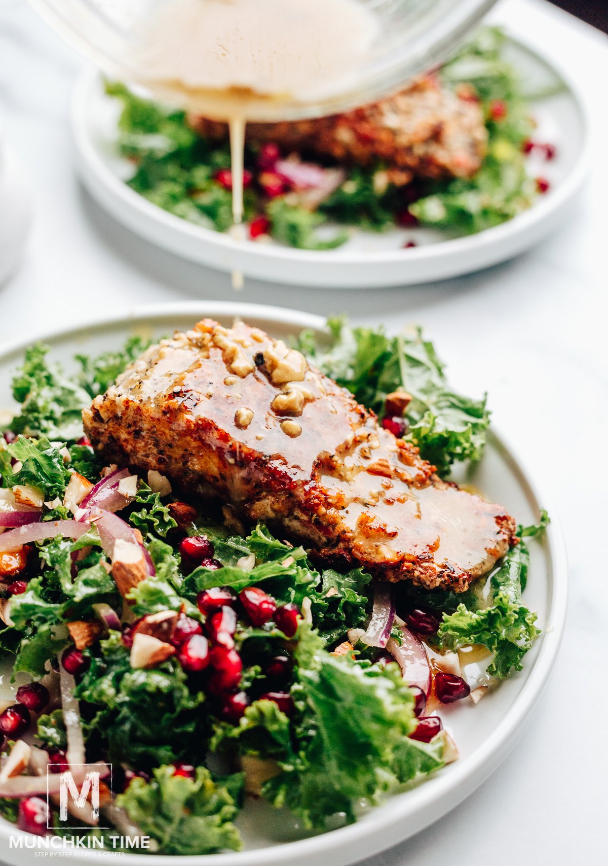 Almond Crusted Salmon Kale Salad