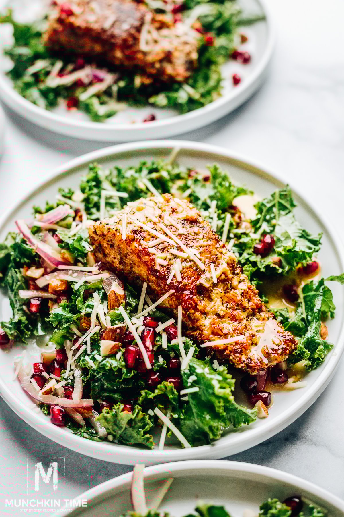 Almond Crusted Salmon Kale Salad