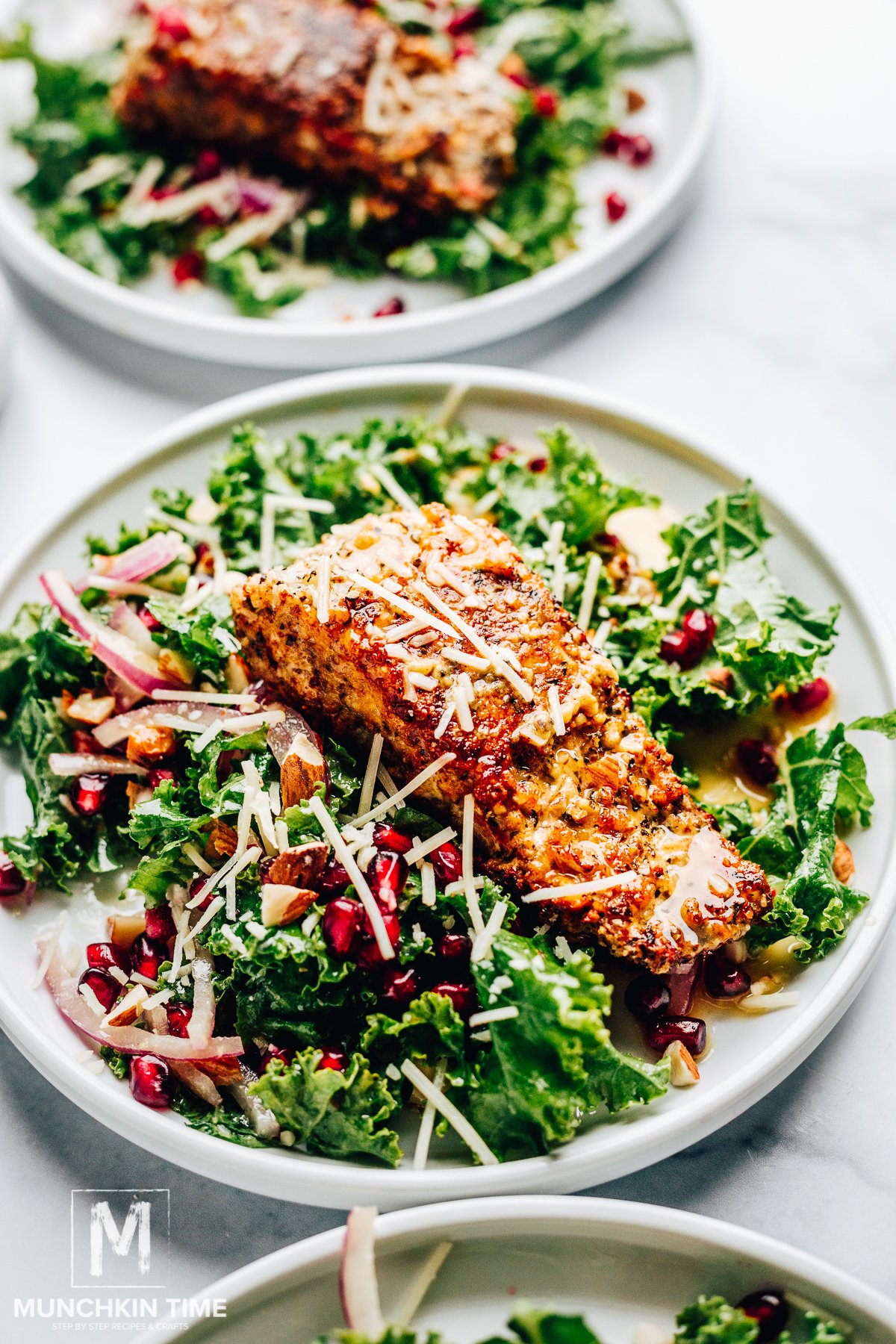 Almond Crusted Salmon Kale Salad