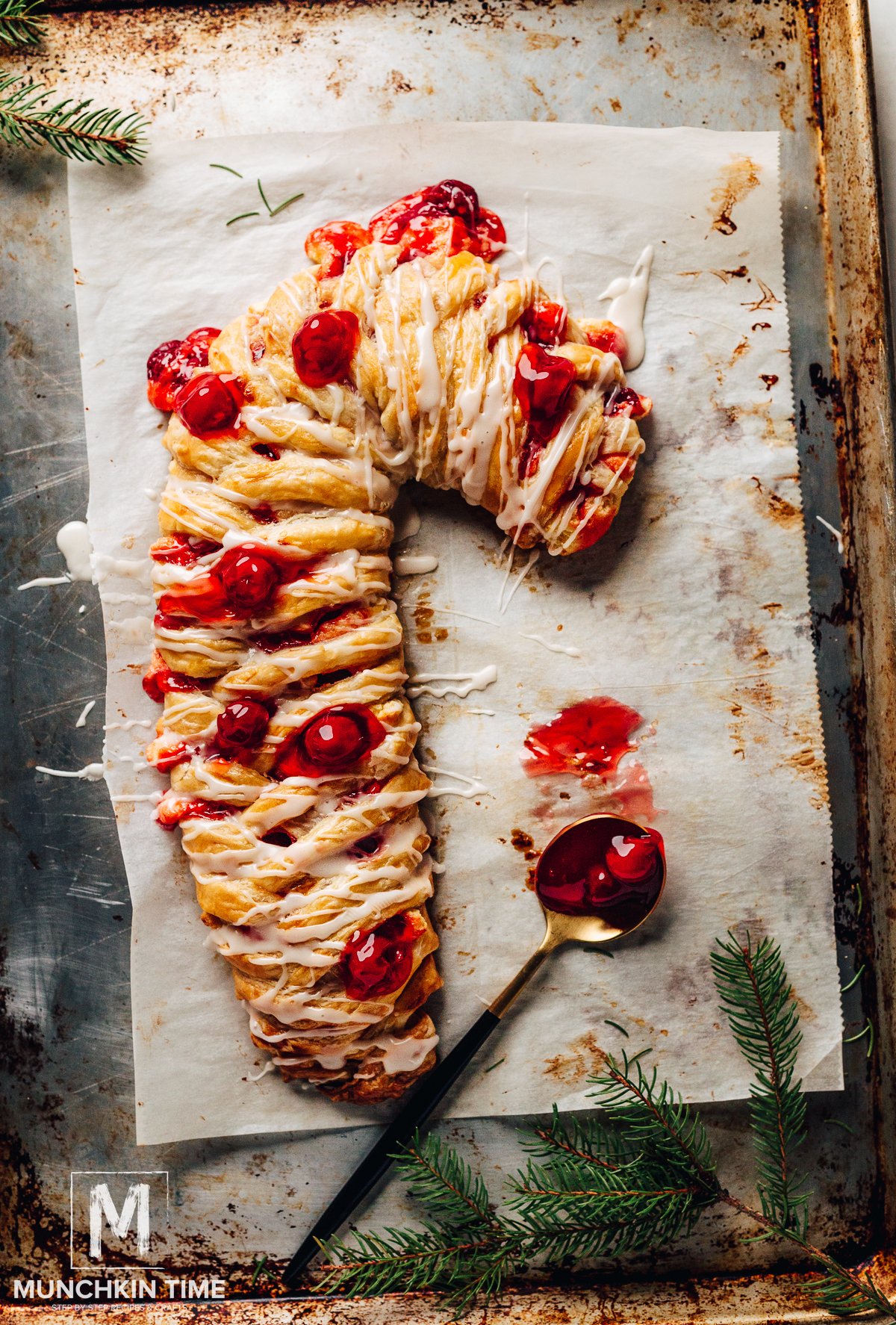 Candy Cane Cherry Cheese Danish Recipe