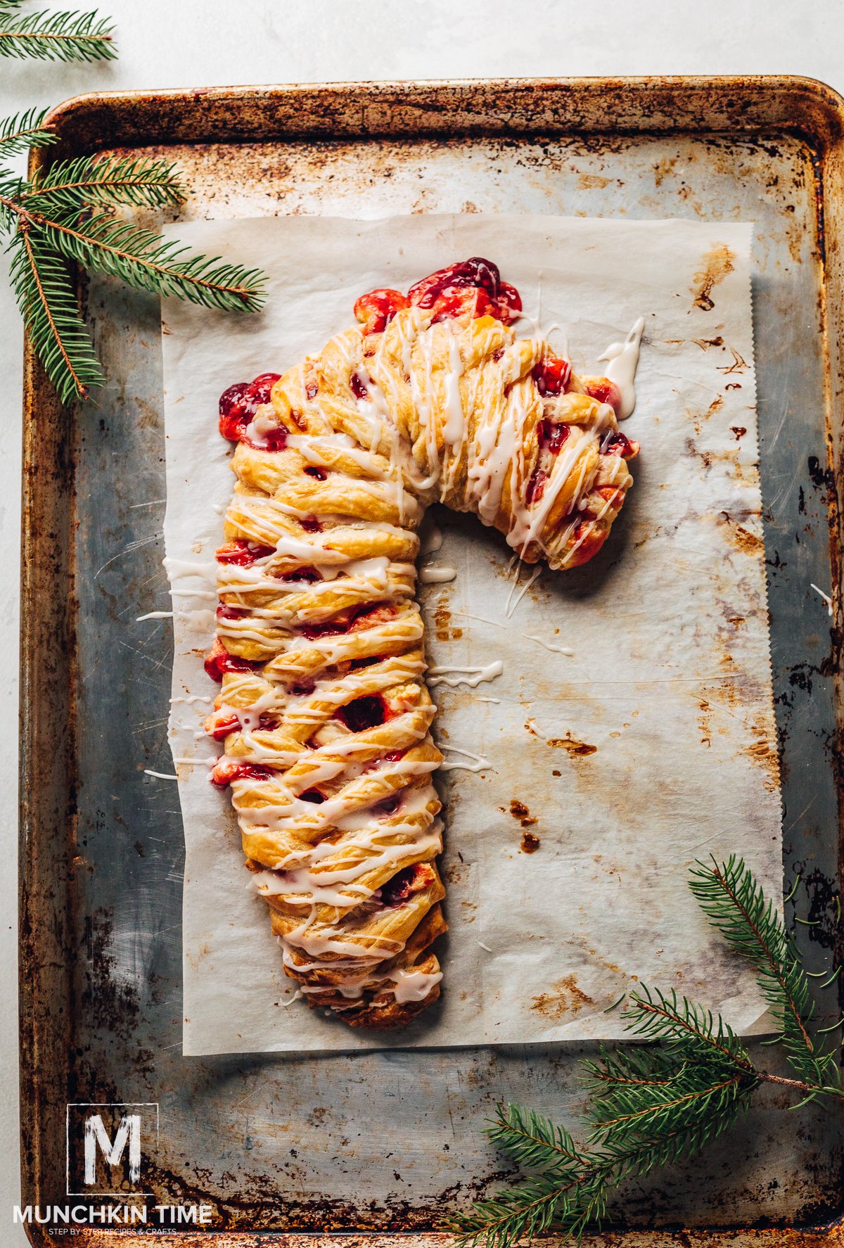 Candy Cane Cherry Cheese Danish Recipe