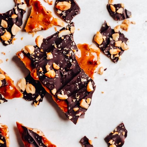 Easy Microwave Peanut Brittle with Chocolate