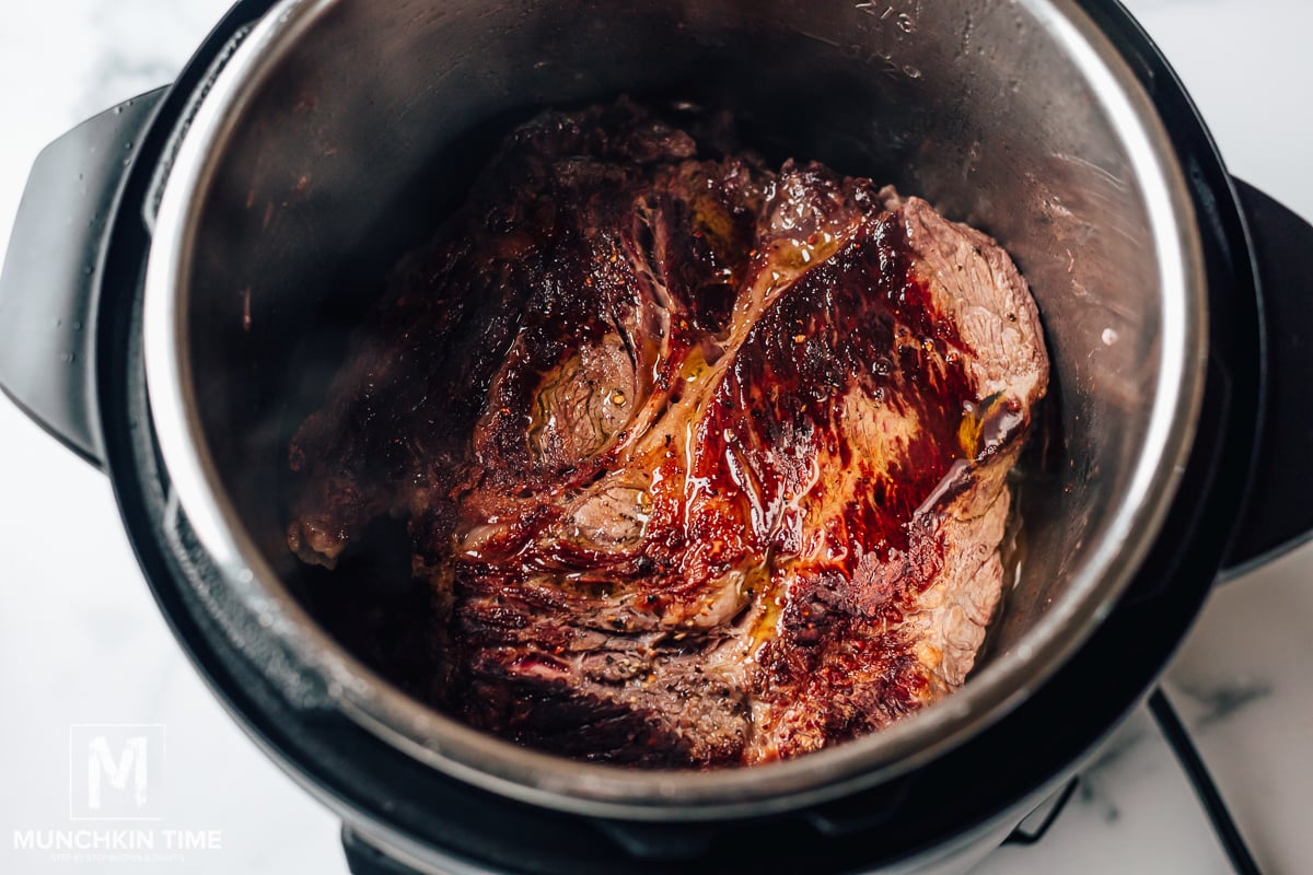 Brown steak in instant pot for 10 min.