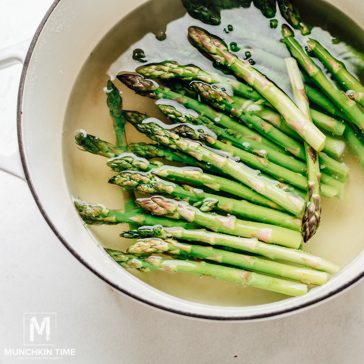 Blanch the asparagus in a pot