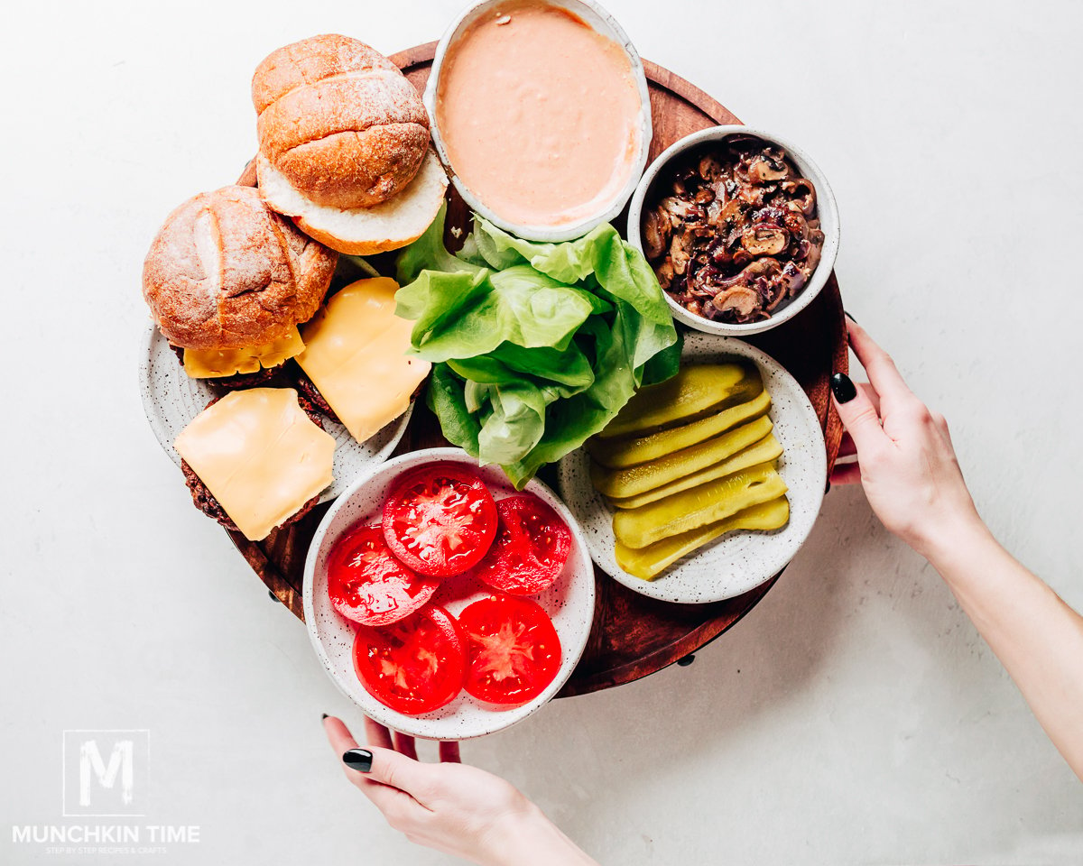 Ingredients to make burger