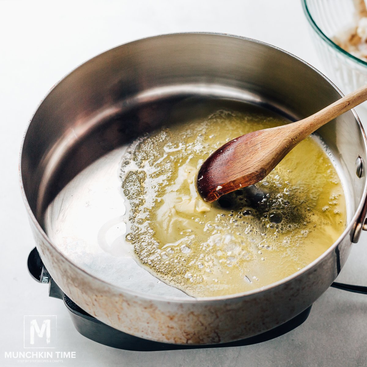 Butter melting in the skillet