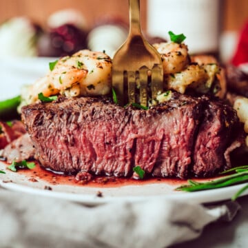 Bacon Wrapped Filet Mignon with Shrimp