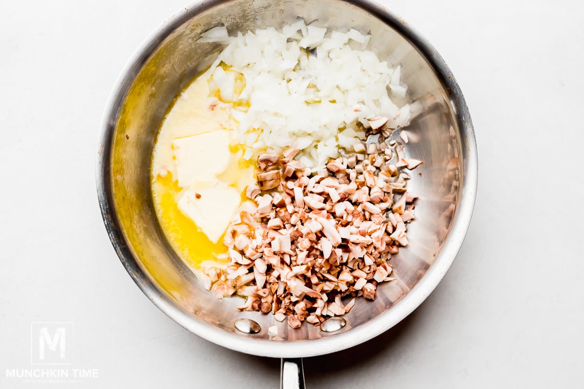 Saute onion with mushroom and butter