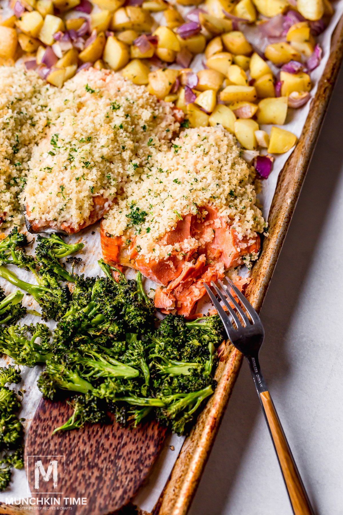 One Pan Roasted Salmon With Broccoli