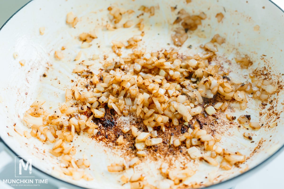 sauteed onion in the skillet