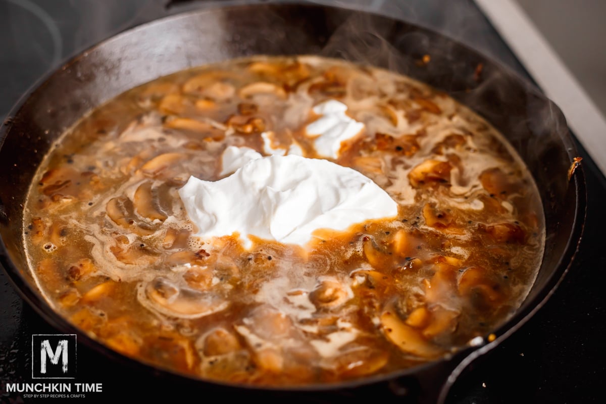 sour cream in Tastefully Simple Beef Stroganoff sauce