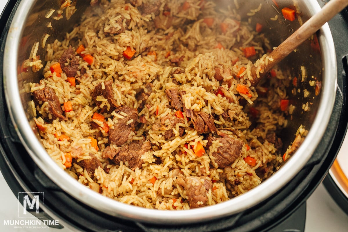 Easy Beef Rice Pilaf Instant Pot - (Beef Plov)