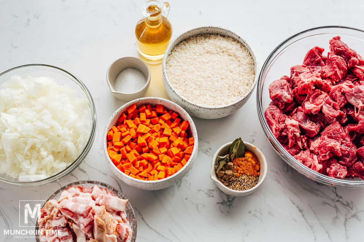 Ingredients Needed for this Instant Pot Beef and Rice Recipe