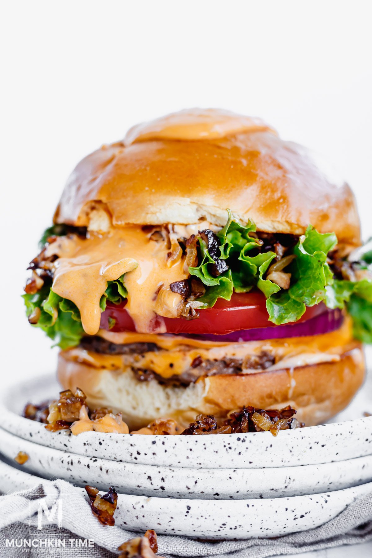 Shiitake Mushrooms & Caramelized Onions Burger