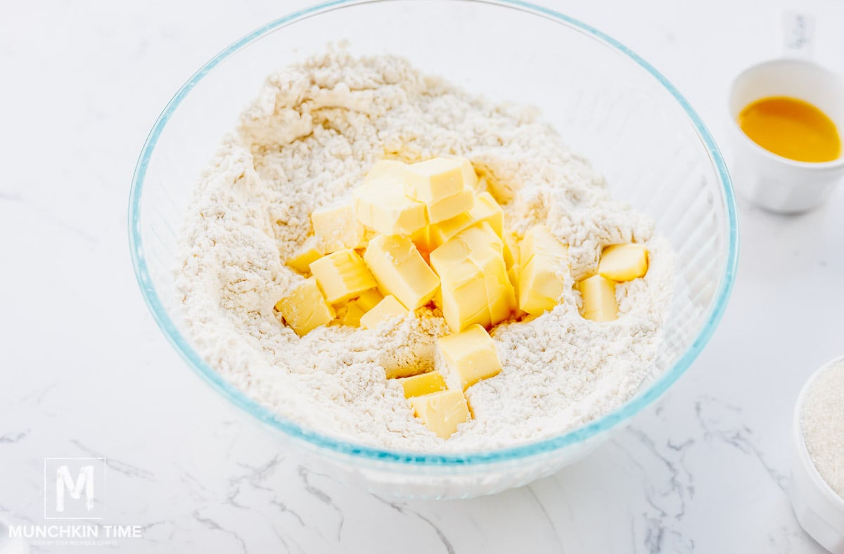 butter and flour in the bowl