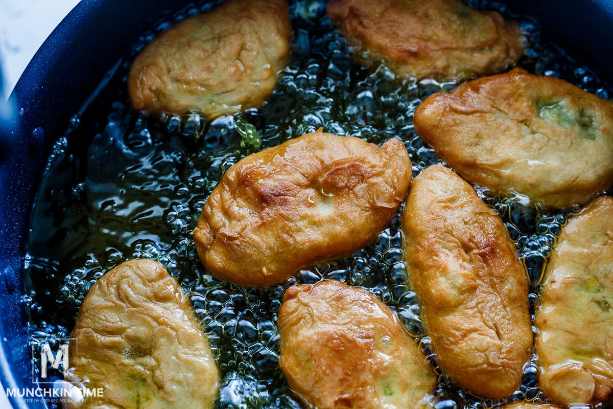 frying piroshki in the skillet