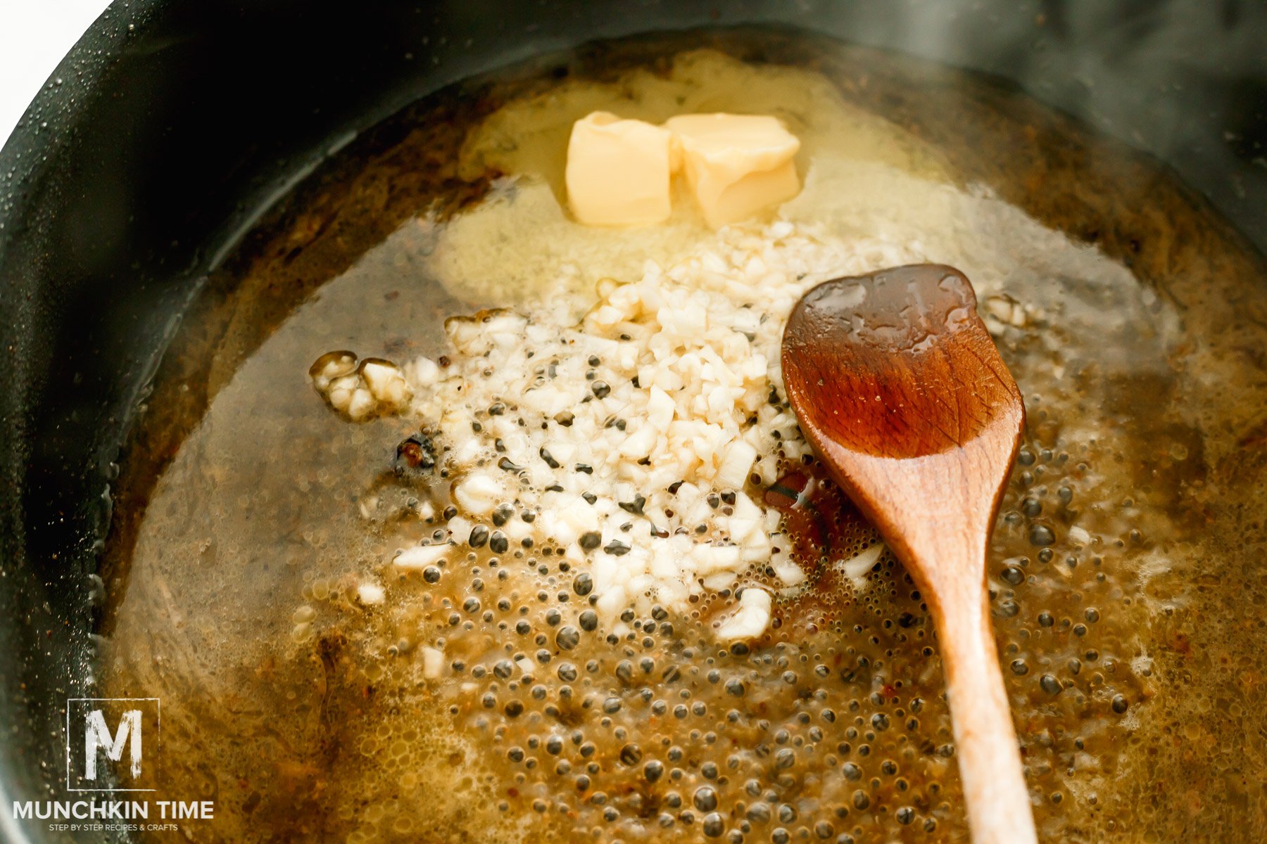 making garlic sauce