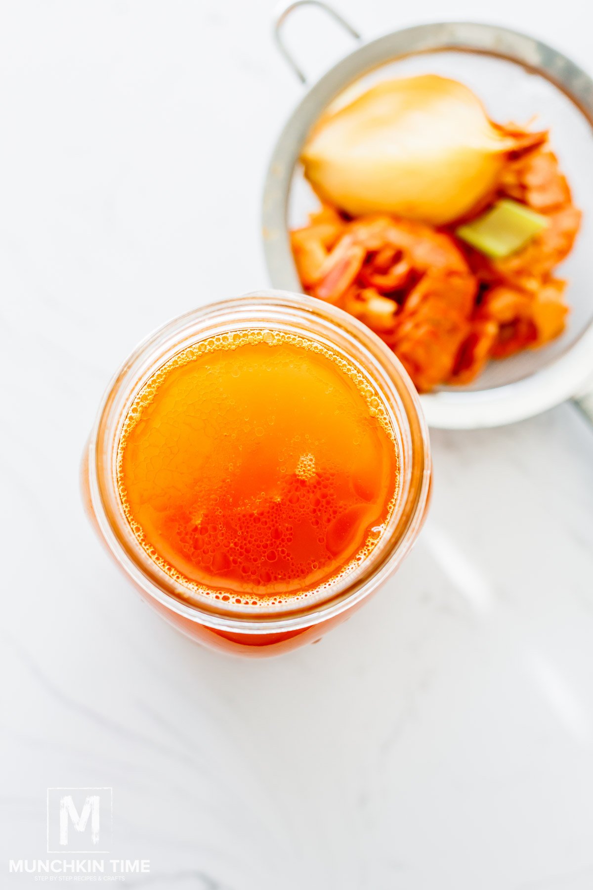 mason jar with shrimp stock