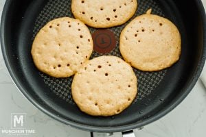 pancake batter in the skillet