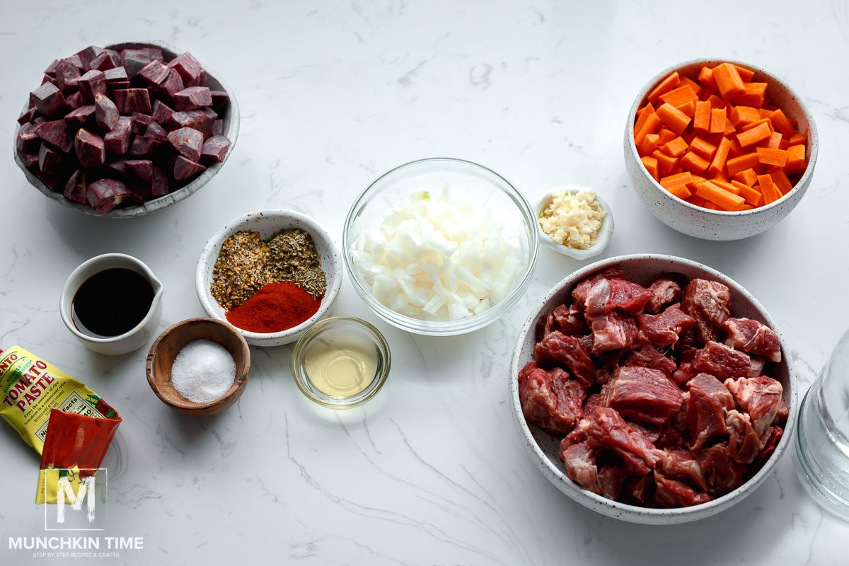 Ingredients Needed for Beef Stew with Sweet Potatoes