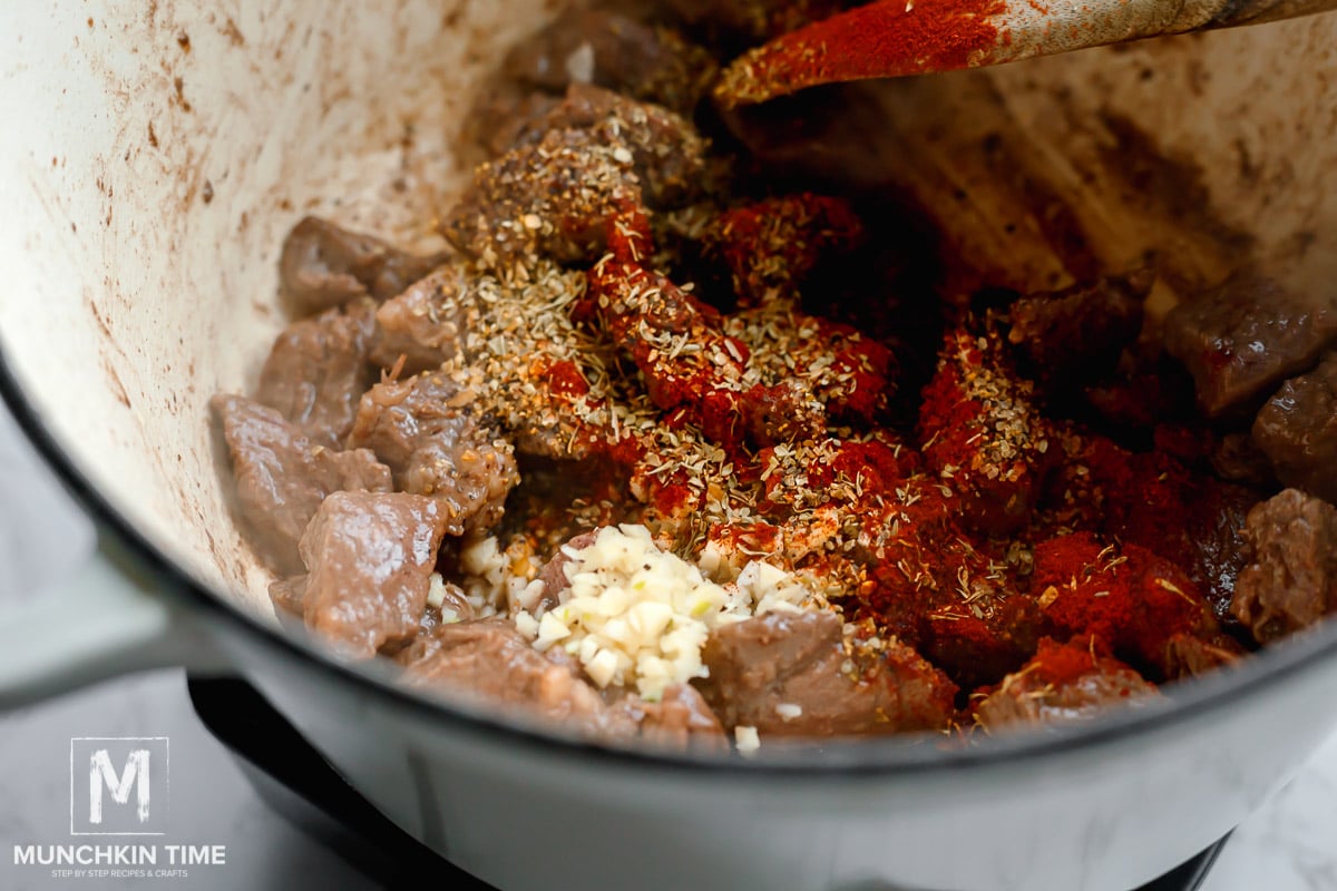 seasonings along with the garlic added to the meat