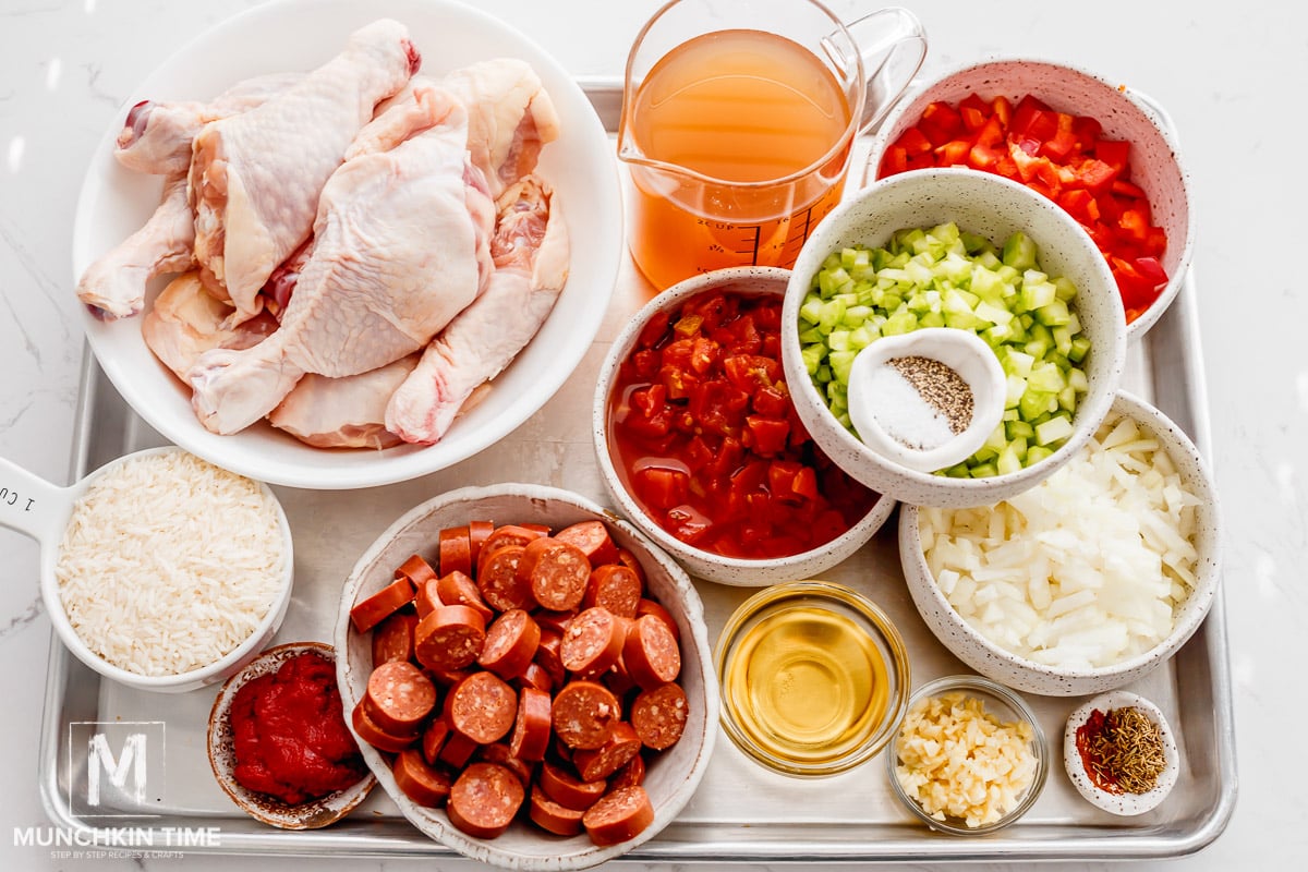 Ingredients in Chicken and Sausage Jambalaya