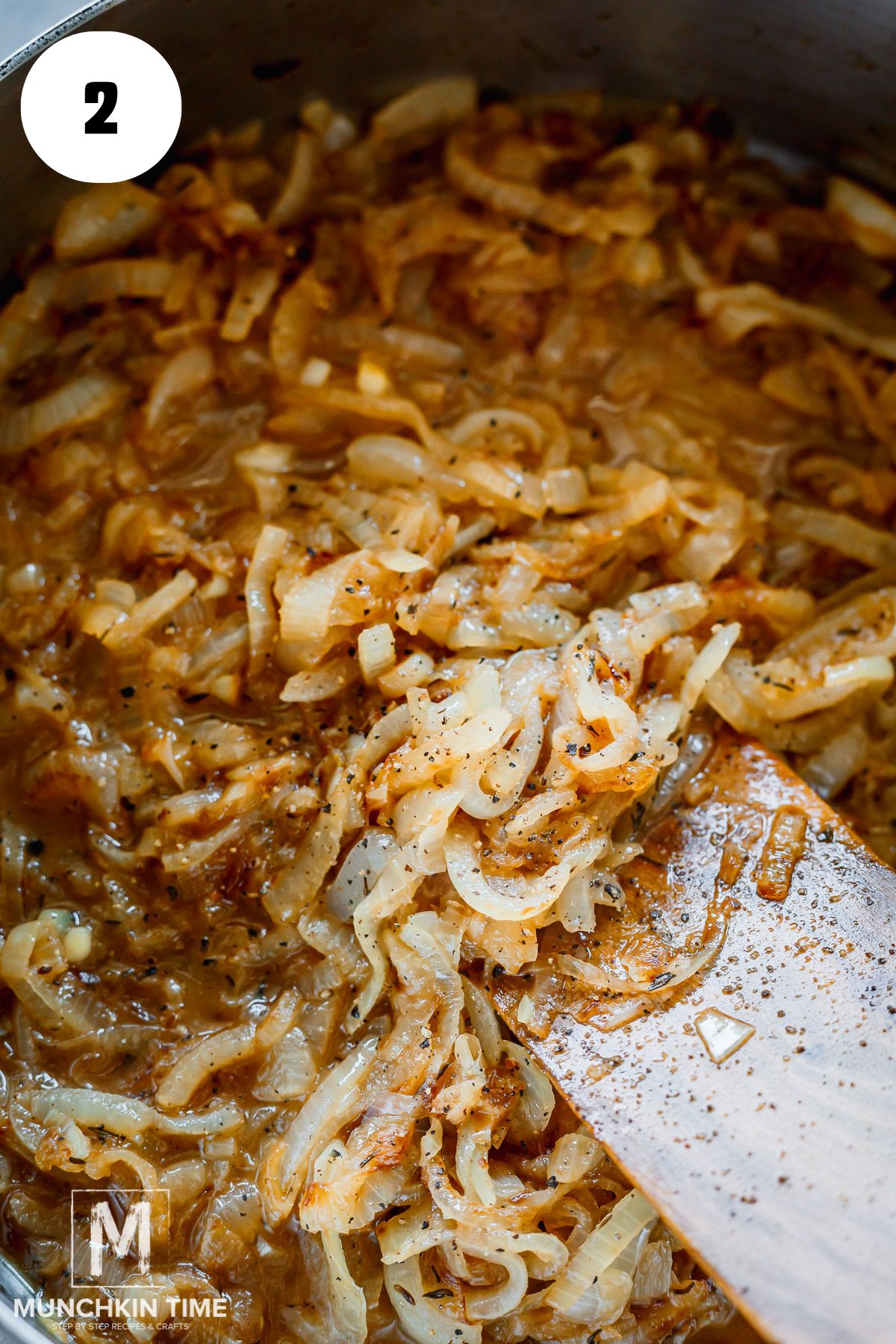 Caramelized Onion done cooking in the skillet.