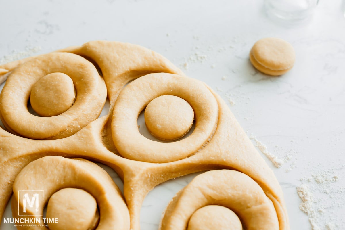 dough cut into donuts