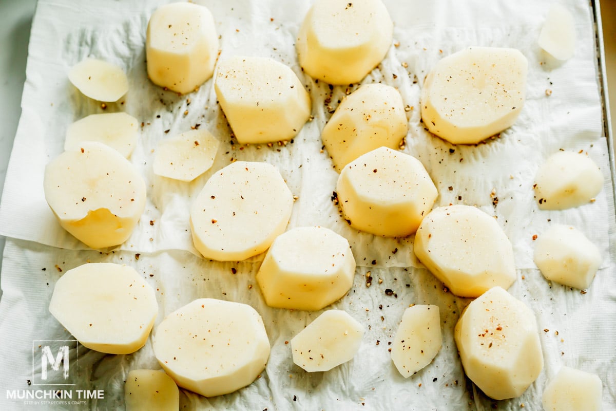 dried potatoes and seasoned with salt and pepper